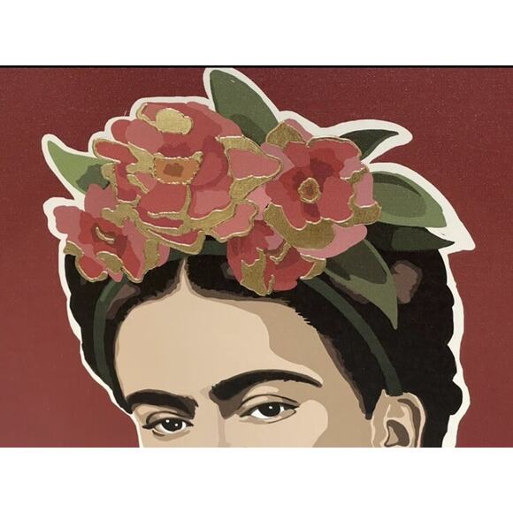 Beautiful Frida Kahlo Framed Wall Art Painted Canvas Gold Frame Mexican Pop Art! - Picture 2 of 10